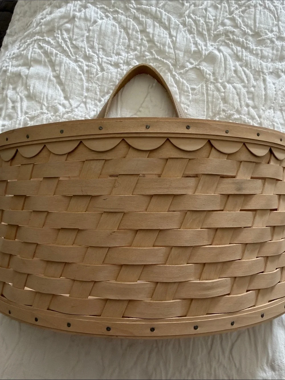Longaberger Beige Woven Hanging Basket